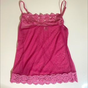 PINK LACE CAMISOLE LINGERIE TOP w/ polkadot print